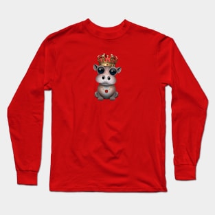 Cute Royal Hippo Wearing Crown Long Sleeve T-Shirt